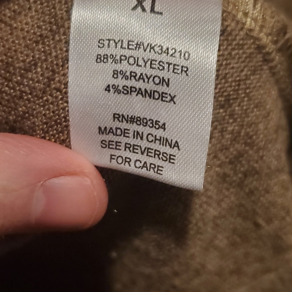 ADRIENNE VITTADINI Brown Cowl Neck Tunic Sweater Asymmetrical Buttons sz XL - Picture 9 of 9